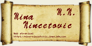 Mina Ninčetović vizit kartica
